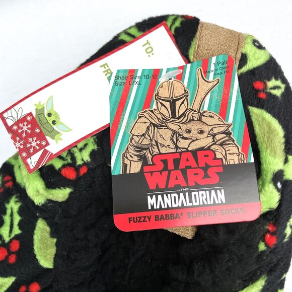 NWT Unisex Fuzzy Baba Star Wars Grogu Baby Yoda Slipper Socks With No-Slip Sole - Picture 3 of 4
